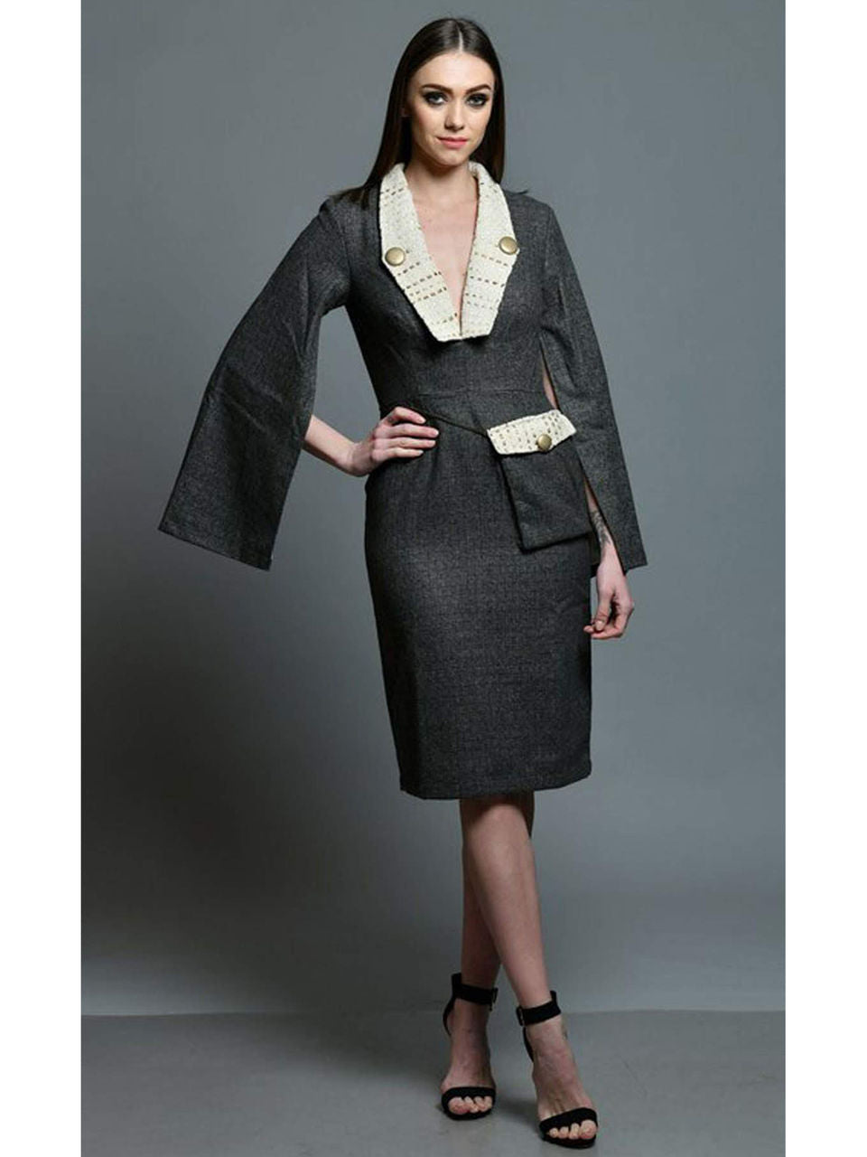 Slate Grey Woolen Dress