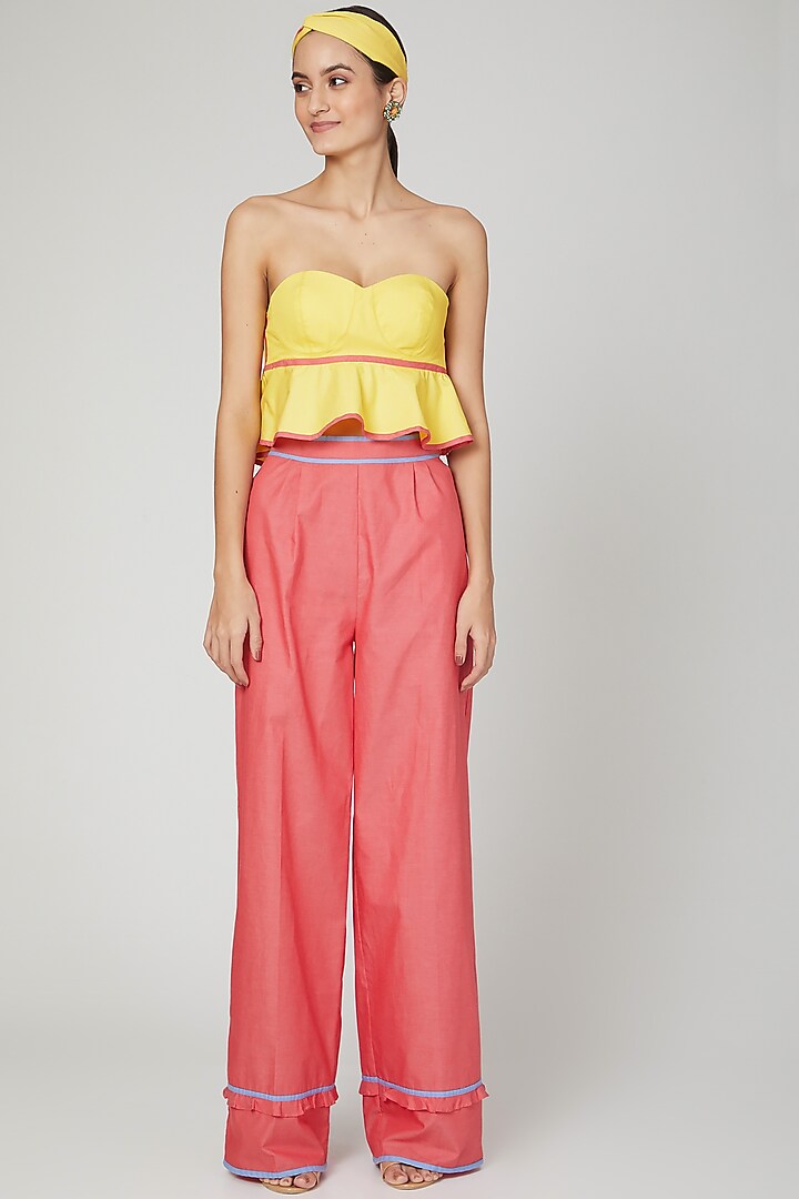 Yellow Flared Peplum Top