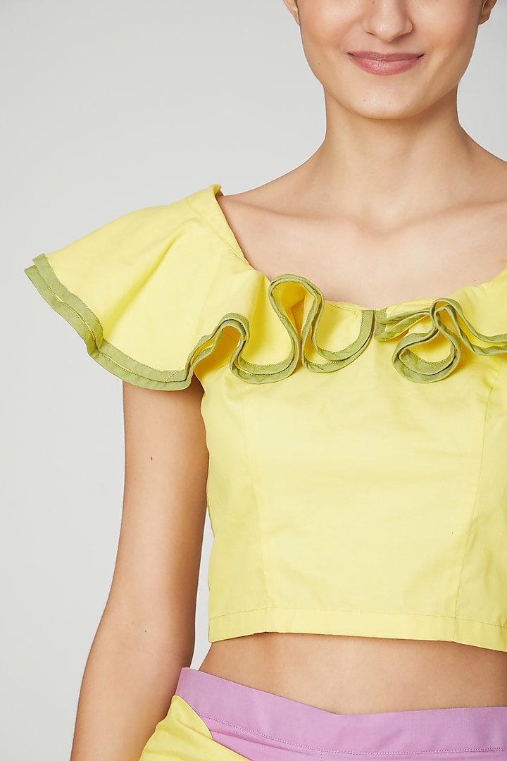 Yellow Ruffled Bustier Top