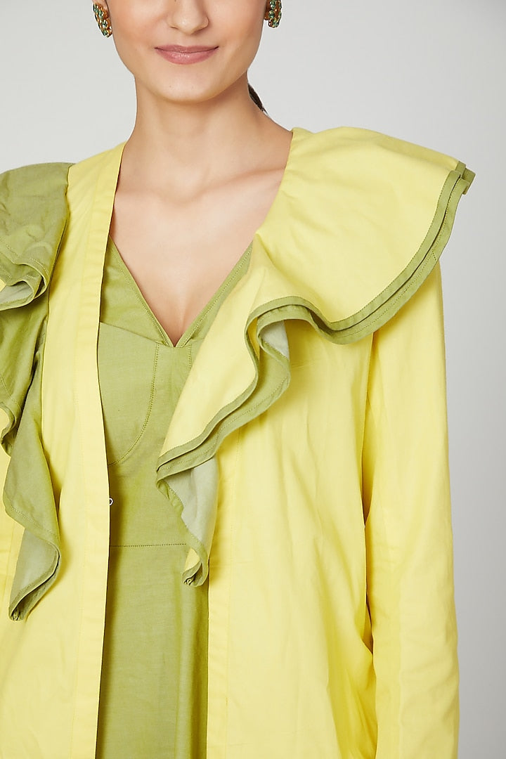 Yellow & Green Ruffled Blazer