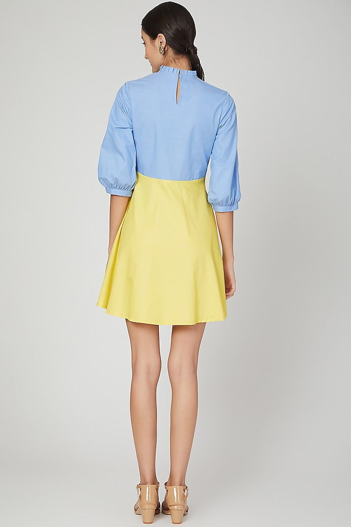Yellow & Blue Color Blocked Dress