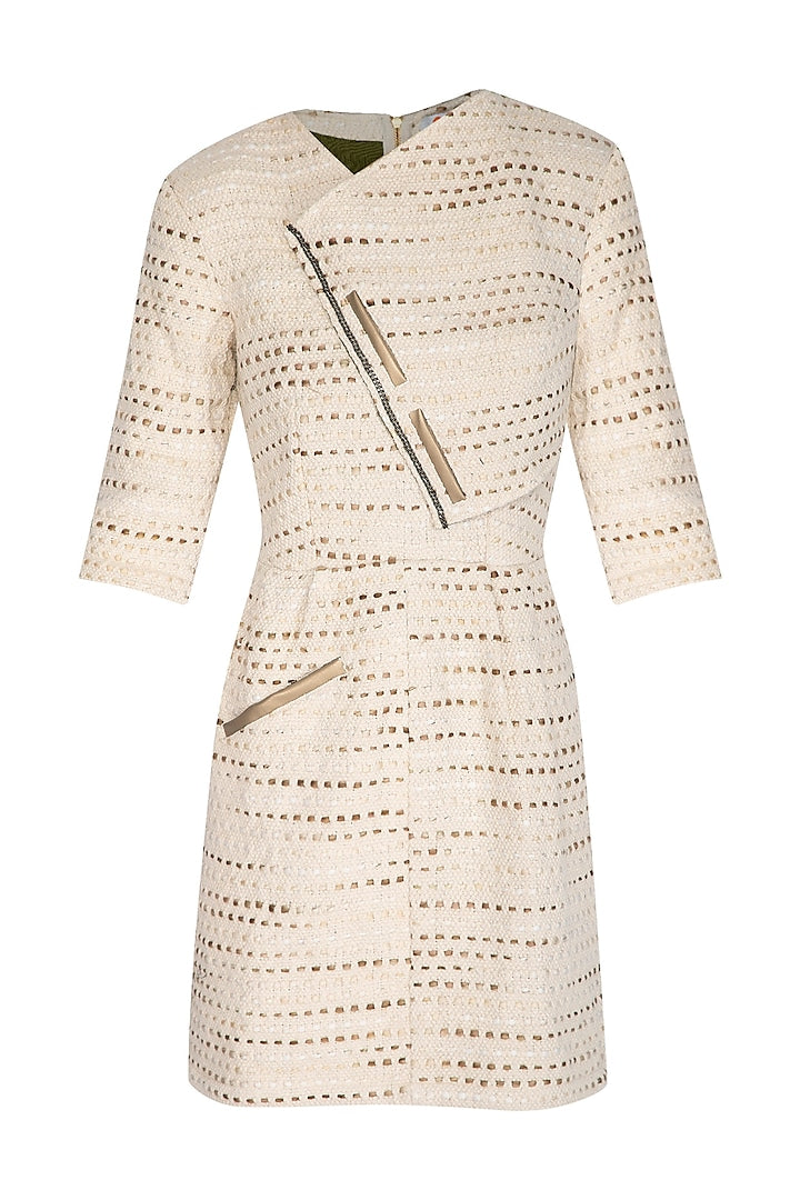 Cream Overlap Handloom Dress