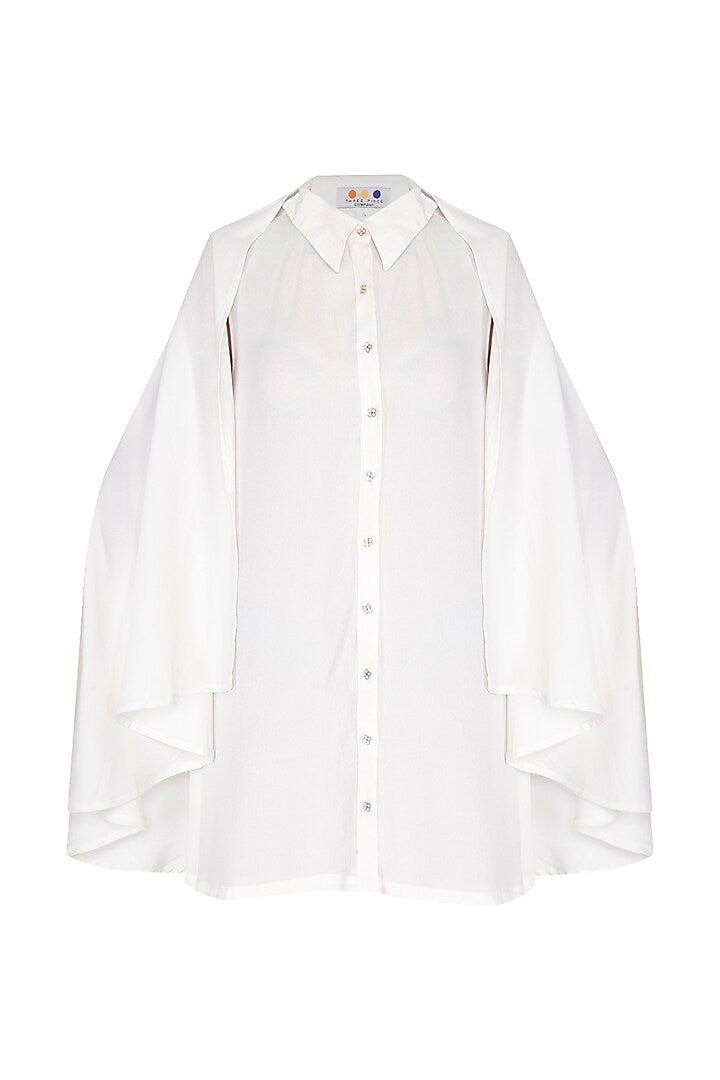 White Shirt With Attached Cape