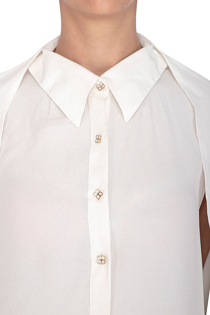 White Shirt With Attached Cape