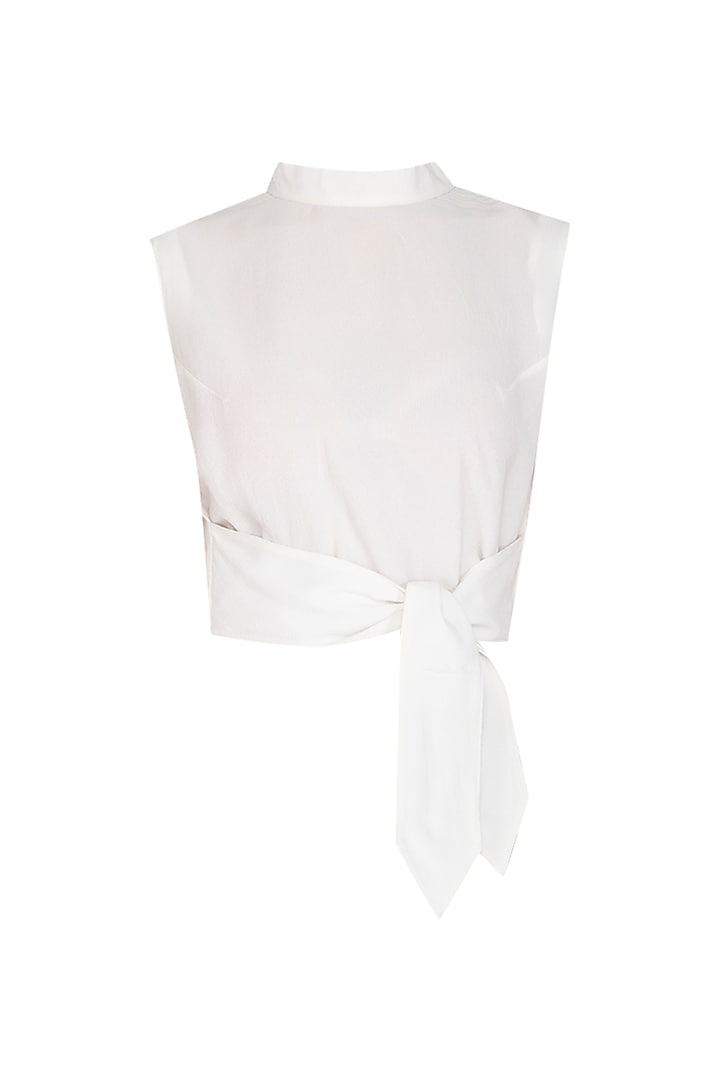 White Band Collared Crop Top