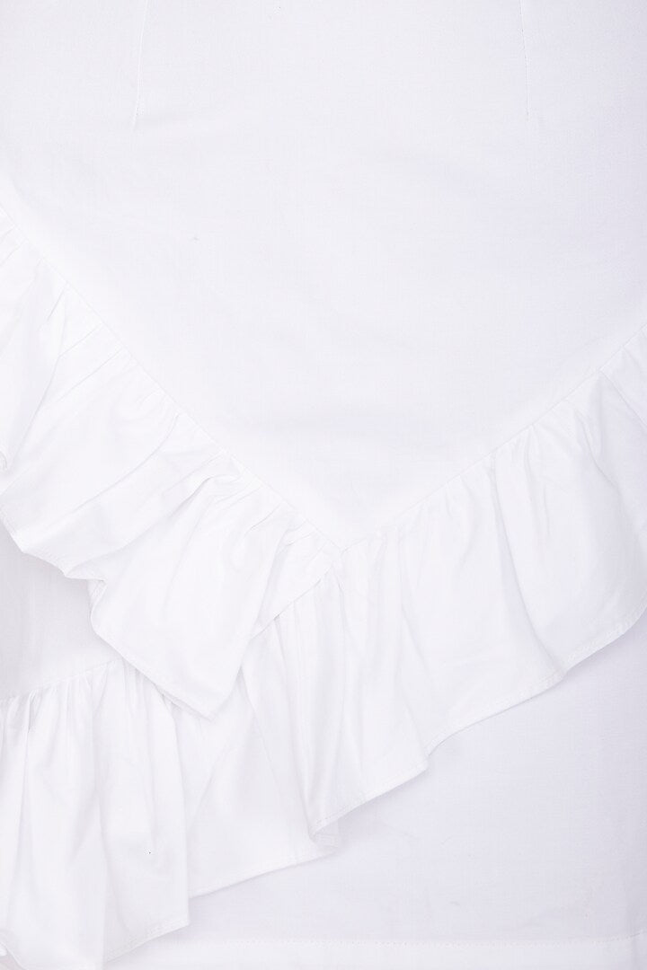 White Mid-Waist Cotton Skirt