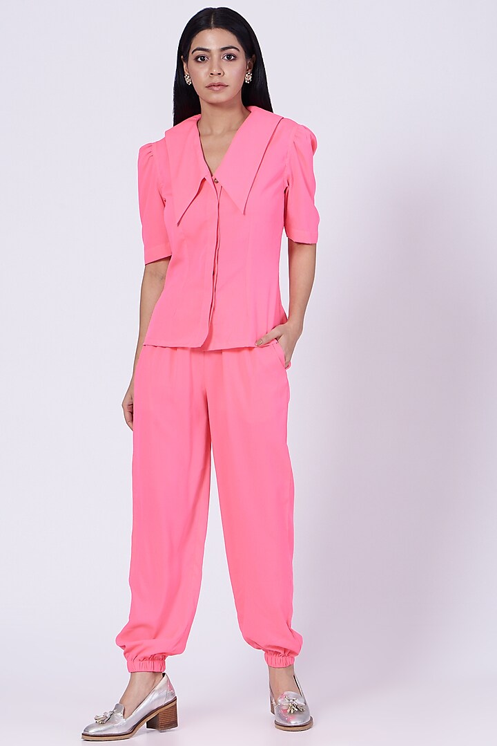 Pink Poly Crepe Shirt