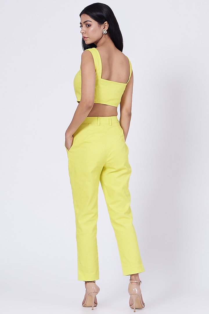 Yellow Cotton Twill Lycra Pants