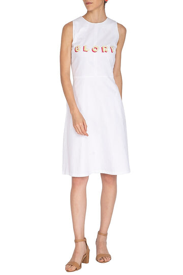 Four Panel White Embroidered Dress