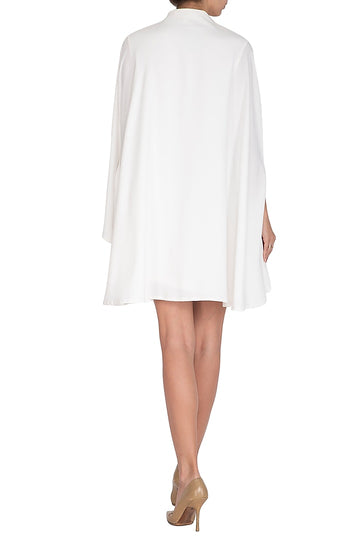White A-Line Cape Shirt Dress