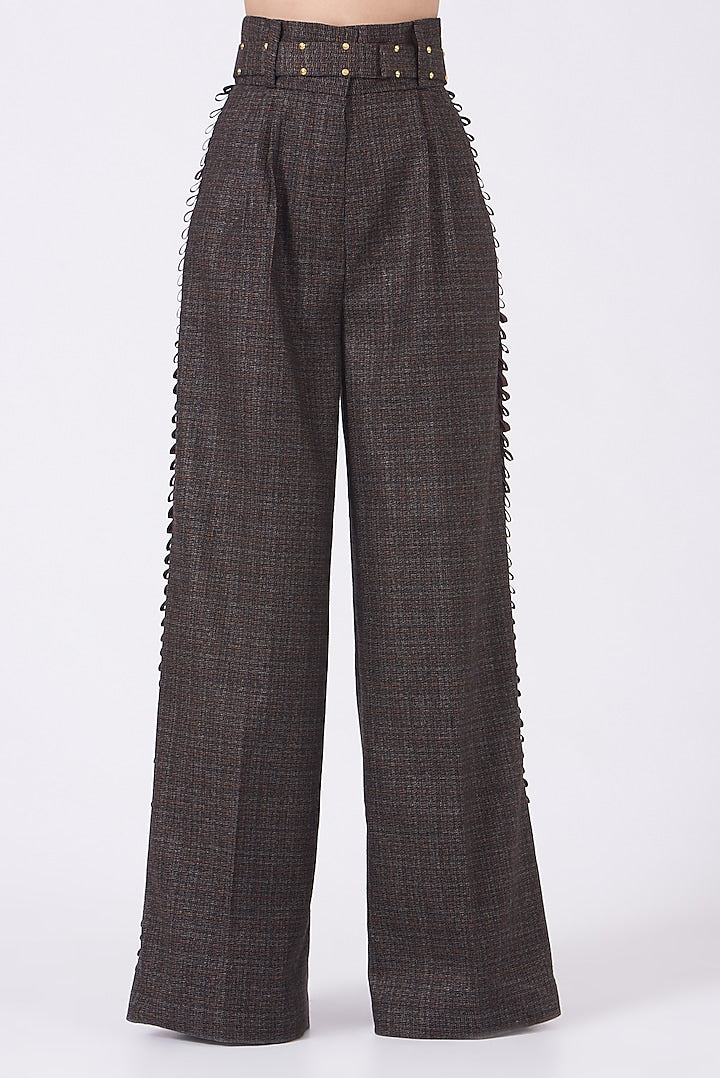 Taupe Brown Wool Tweed Cropped Blazer