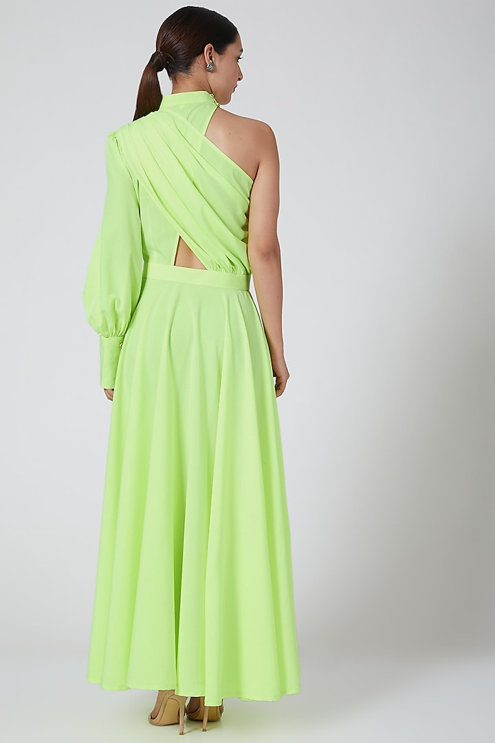 Neon Green One-Shoulder Dress