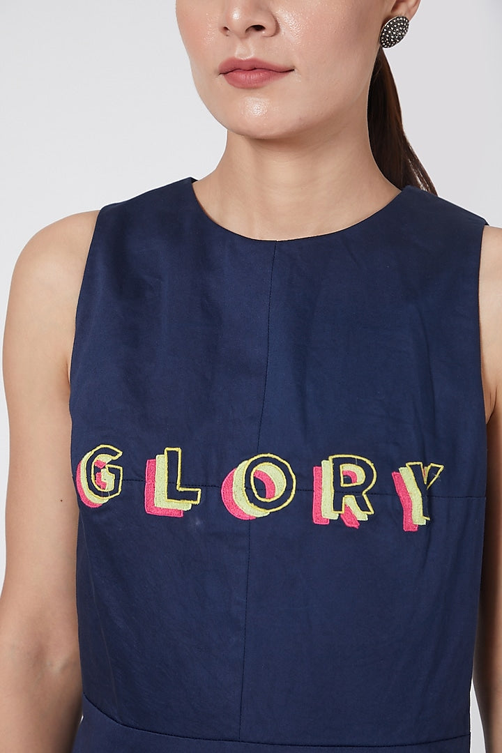 Midnight Blue Embroidered Dress