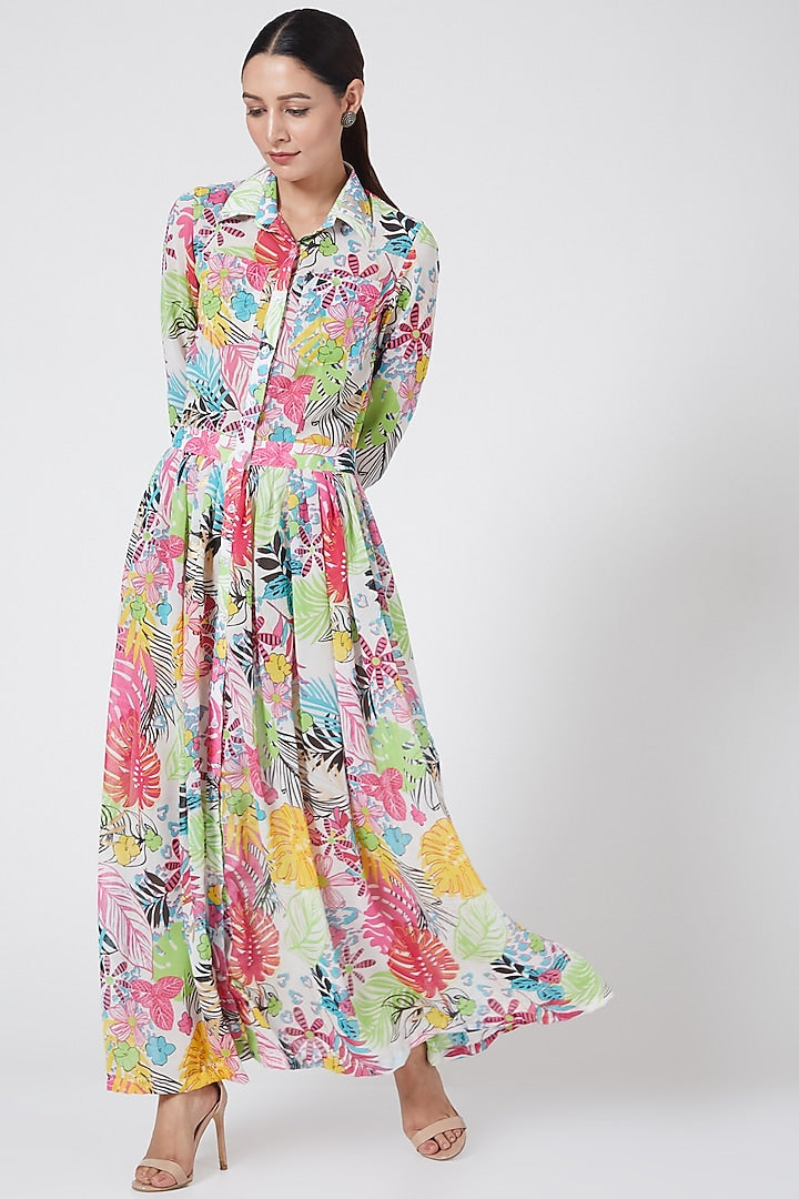 Multi Colored Maxi Shirt Dress