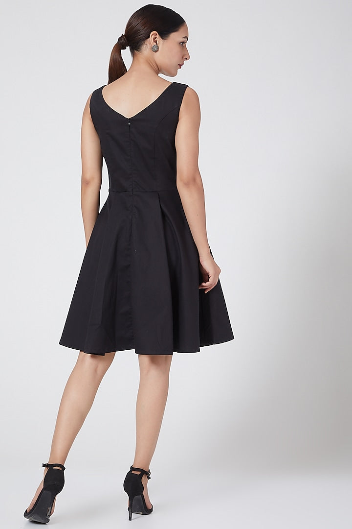 Black Cotton Satin Dress