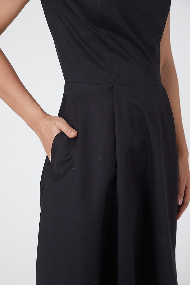 Black Cotton Satin Dress