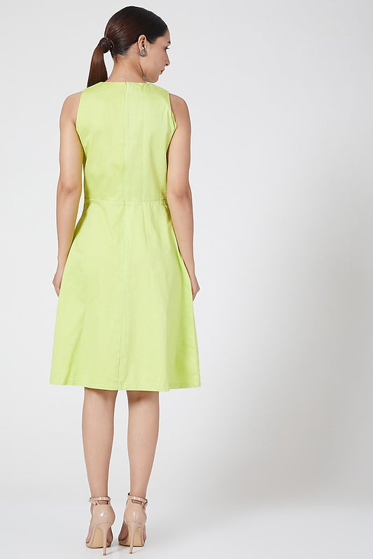 Acid Green Embroidered Dress