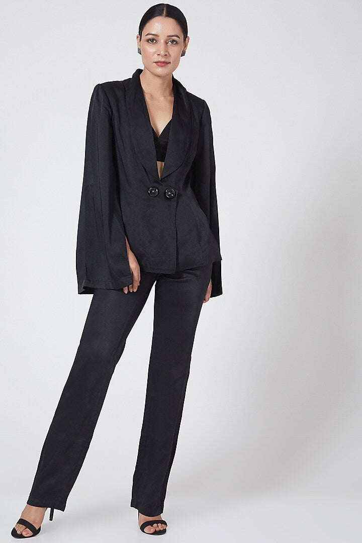 Black Cotton Satin Jacket