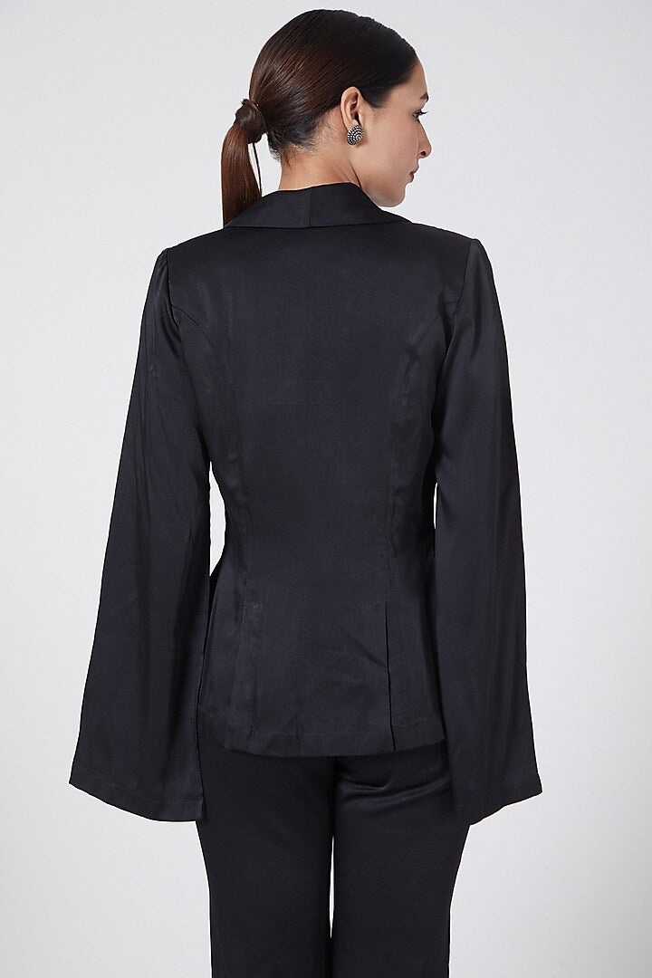 Black Cotton Satin Jacket