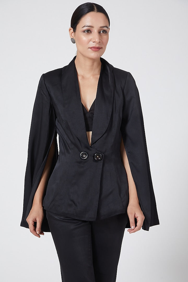 Black Cotton Satin Jacket
