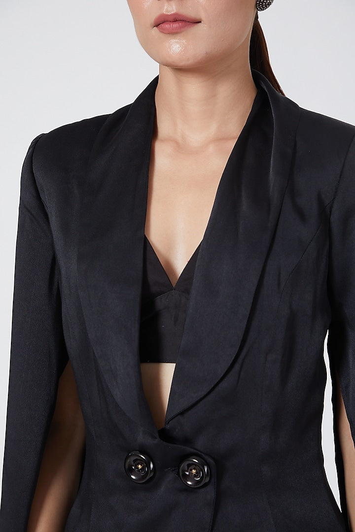 Black Cotton Satin Jacket
