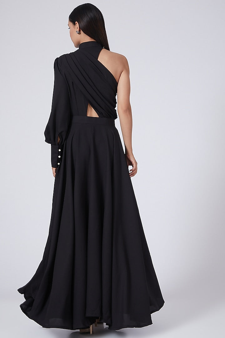 Black One Shoulder Maxi Dress