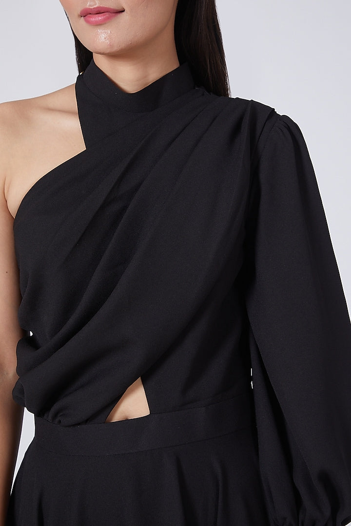 Black One Shoulder Maxi Dress