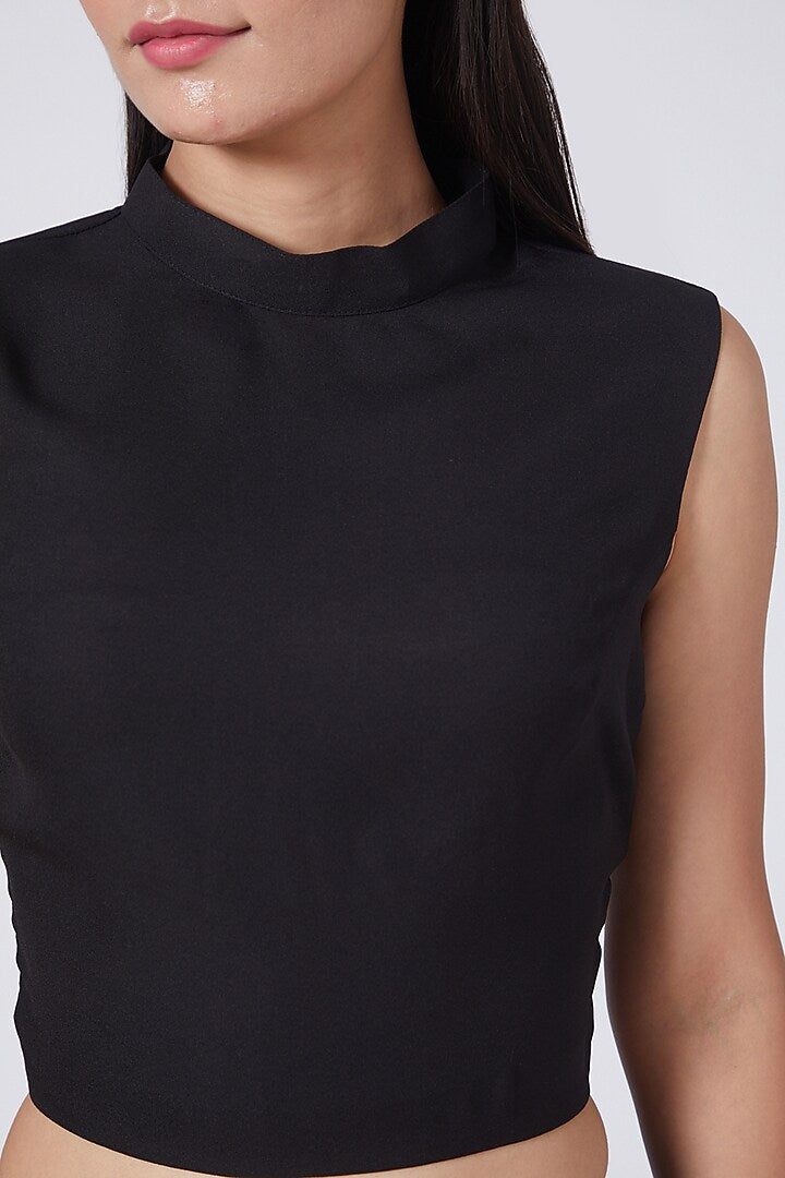 Black Sleeveless Crop Top
