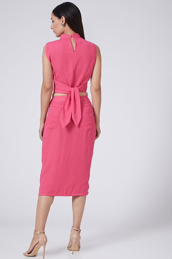 Pink Tie-Up Crop Top