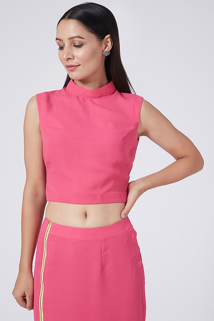 Pink Tie-Up Crop Top