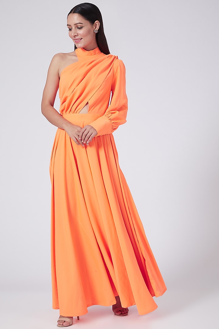 Orange One Shoulder Dress