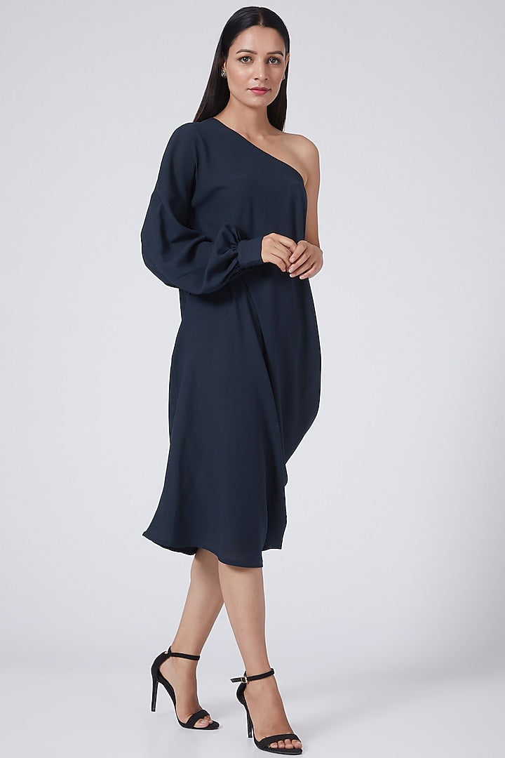 Midnight Blue One Shoulder Dress