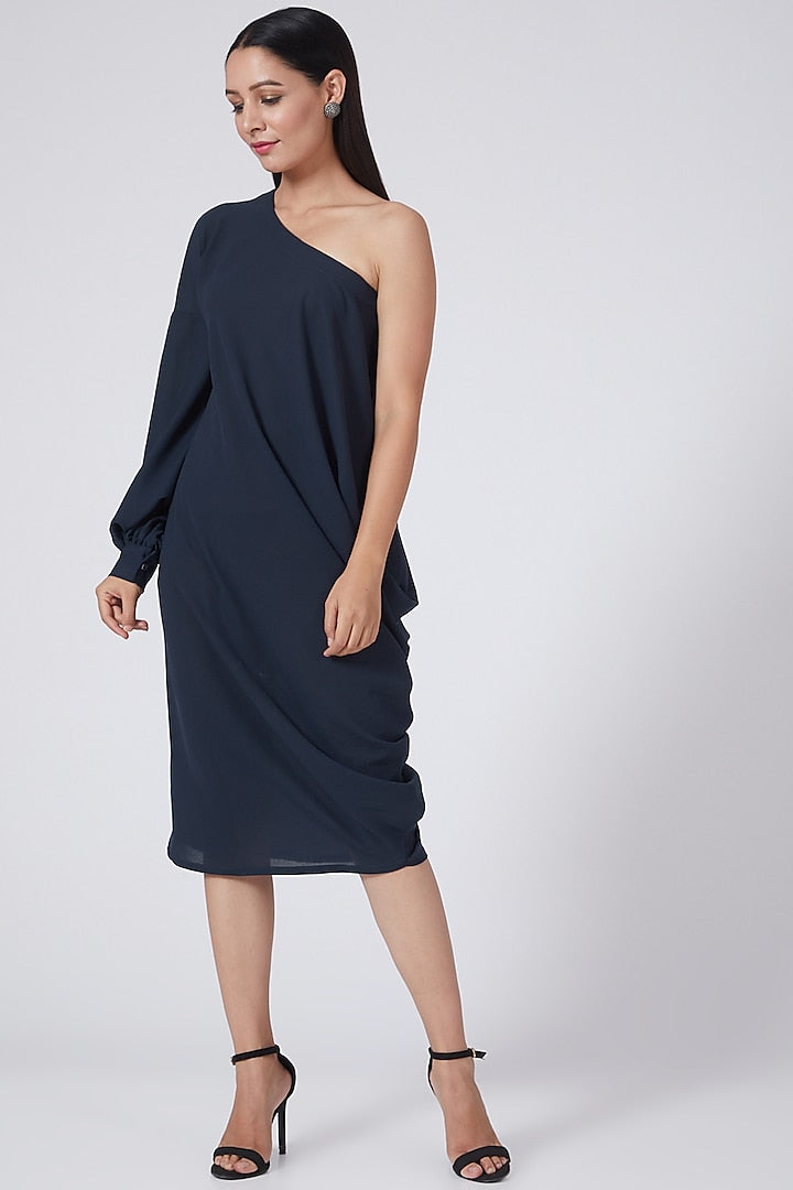 Midnight Blue One Shoulder Dress