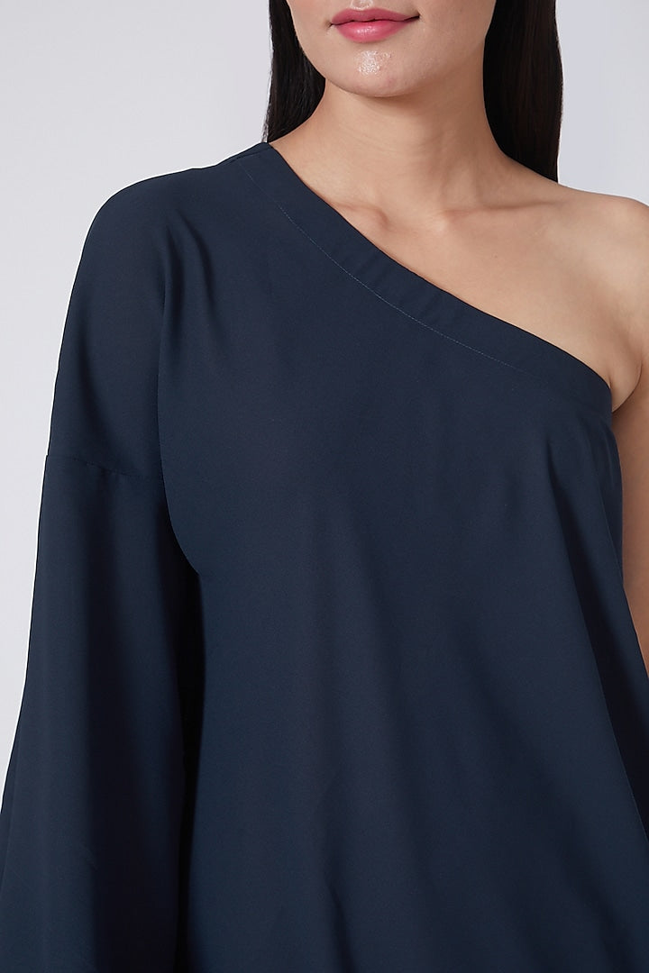 Midnight Blue One Shoulder Dress