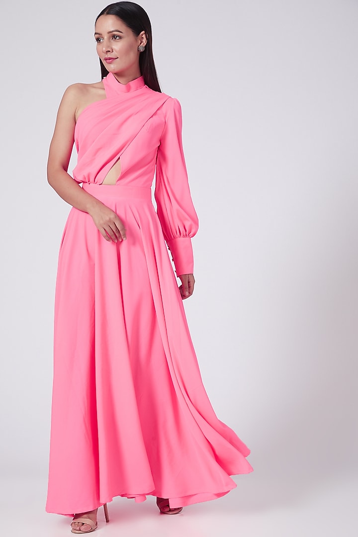 Pink One Shoulder Dress