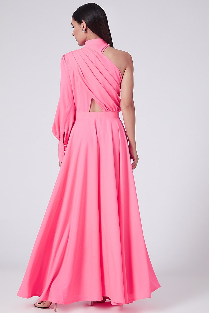 Pink One Shoulder Dress