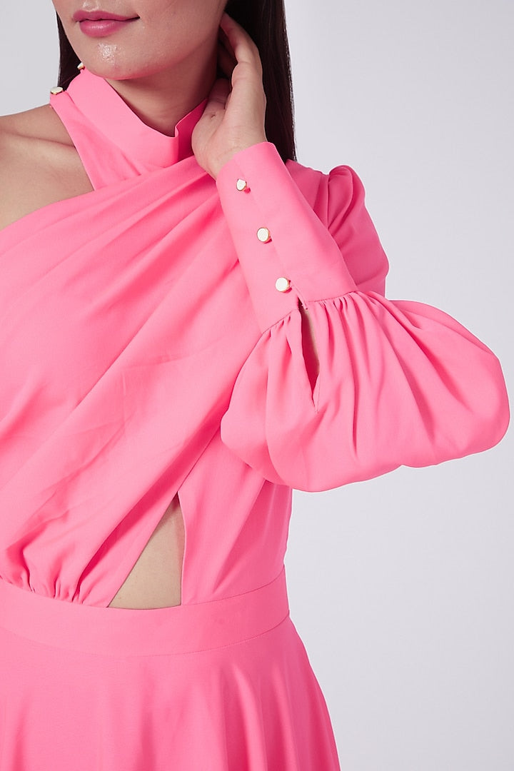 Pink One Shoulder Dress