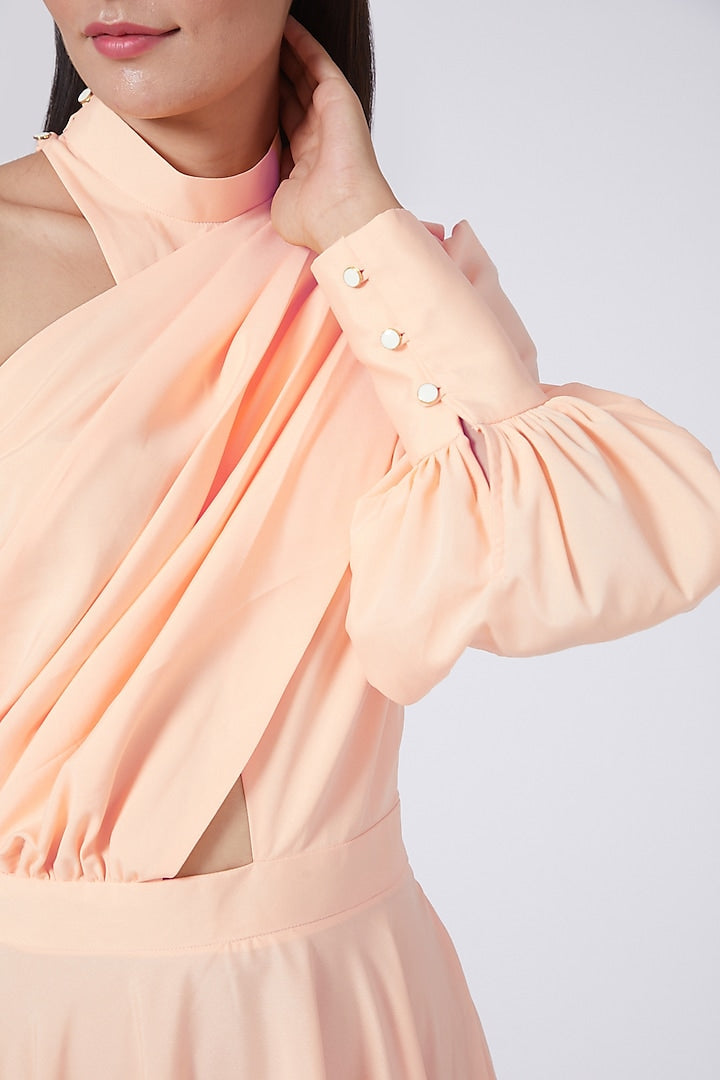 Peach One Shoulder Dress