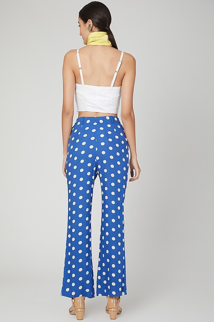 Blue & White Polka Dots Printed Trousers