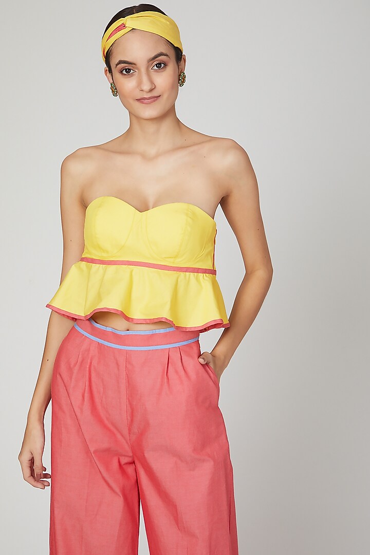 Yellow Flared Peplum Top