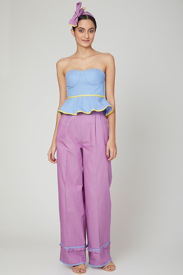 Sky Blue Peplum Bustier Top
