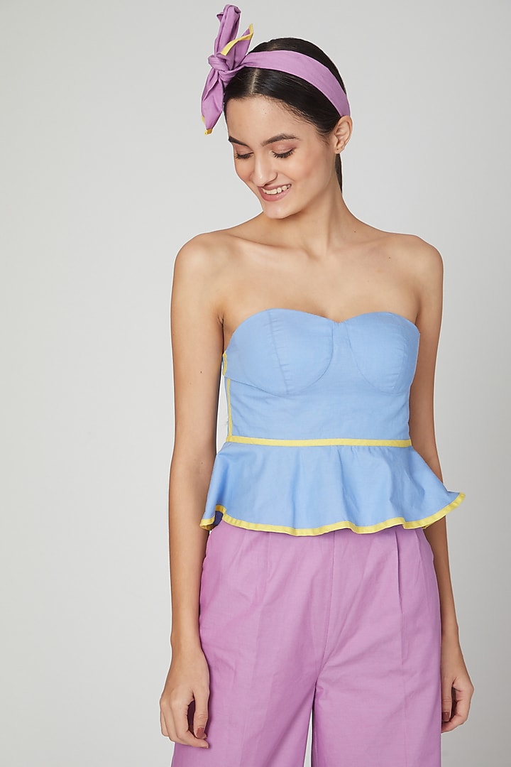 Sky Blue Peplum Bustier Top