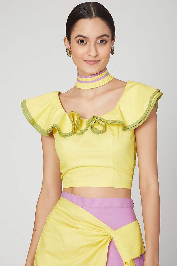 Yellow Ruffled Bustier Top