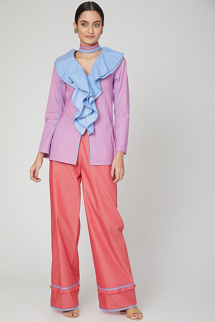Lilac Butterfly Ruffled Blazer