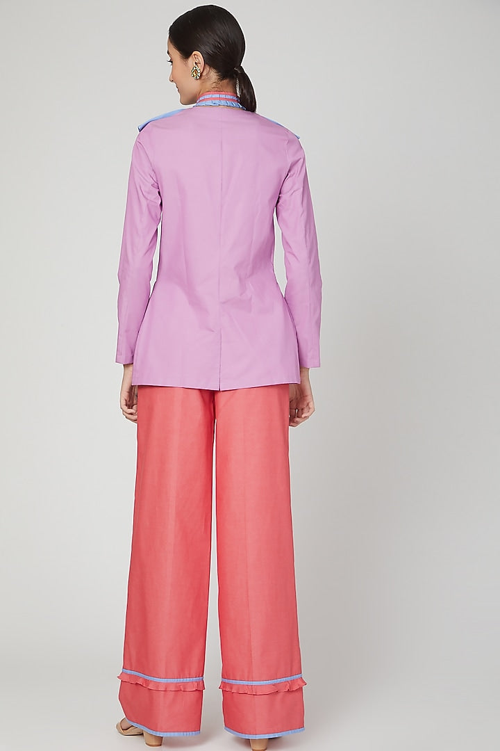 Lilac Butterfly Ruffled Blazer