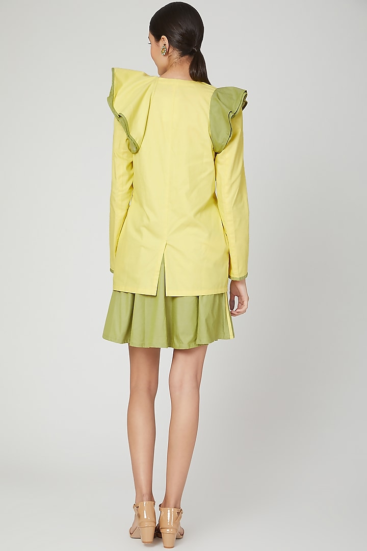 Yellow & Green Ruffled Blazer