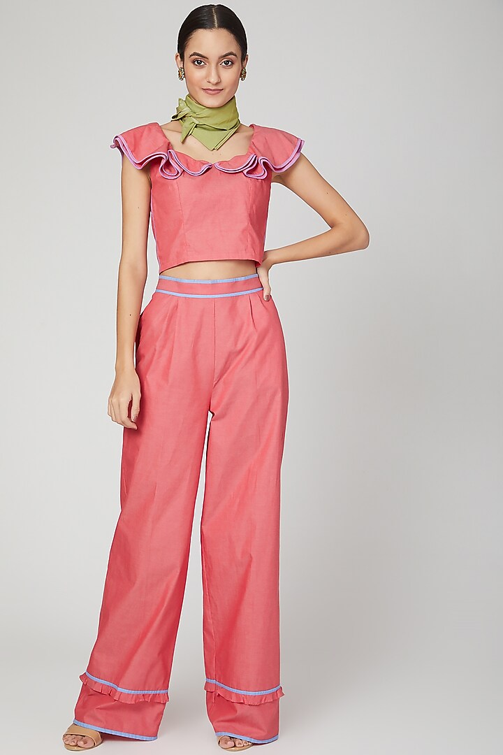 Rose Pink Ruffled Bustier Top