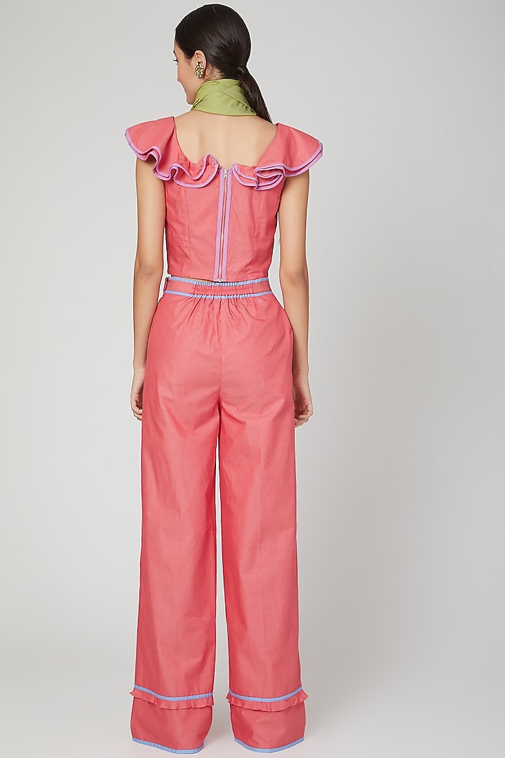 Rose Pink Ruffled Bustier Top