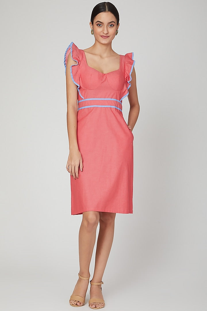 Rose Pink Backless Ruffle Dress