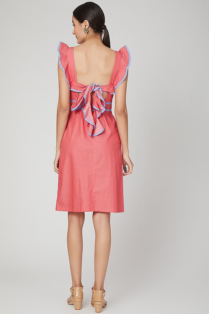 Rose Pink Backless Ruffle Dress